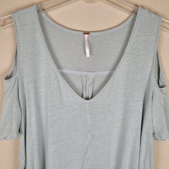 Free People Rayon Linen Bittersweet Cold Shoulder Short Sleeve Top Green Size S - Picture 4 of 10